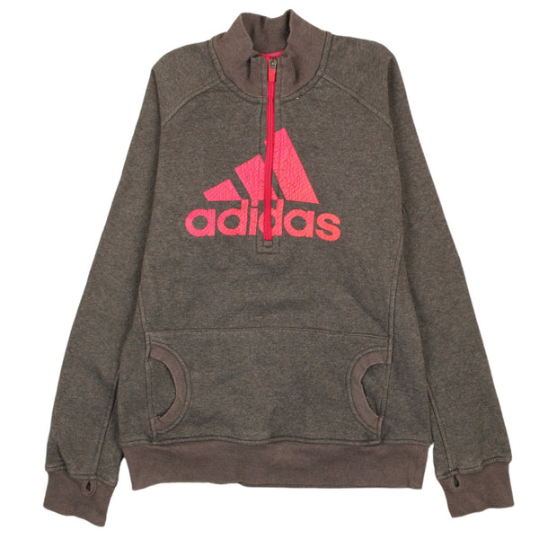 Adidas Vintage 90's Spellout Grey Quarter Zip Sweatshirt XL Women