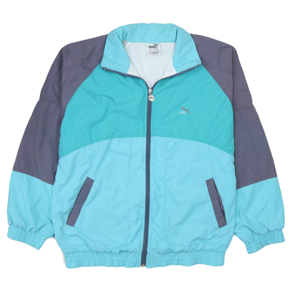 Puma 90's Vintage Blue Lightweight Windbreaker Jacket Large Full Zip