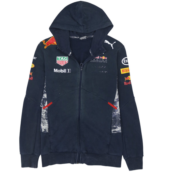 Puma 90's Vintage Navy Blue Hoodie Medium | Full Zip Up Sportswear