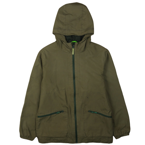 Champion Women's Vintage Hooded Windbreaker Jacket Large Khaki Green