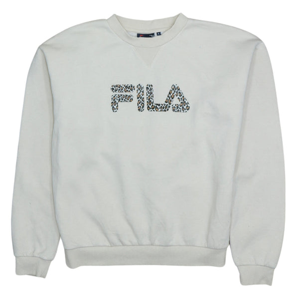 Fila 90's Spellout Crew Neck Sweatshirt Small Beige Cream