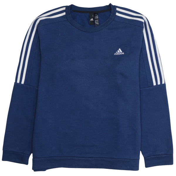 Adidas 90's Striped Sleeve Crew Neck Sweatshirt XLarge Navy Blue
