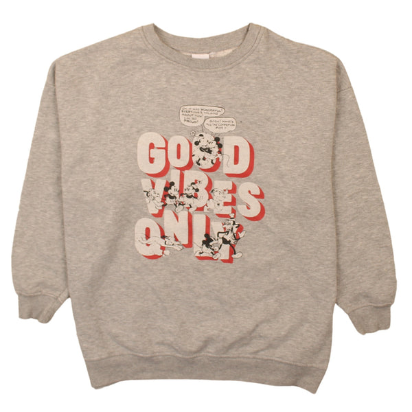 Disney 90's Good Vibes Only Grey Crew Neck Sweatshirt XXL Vintage
