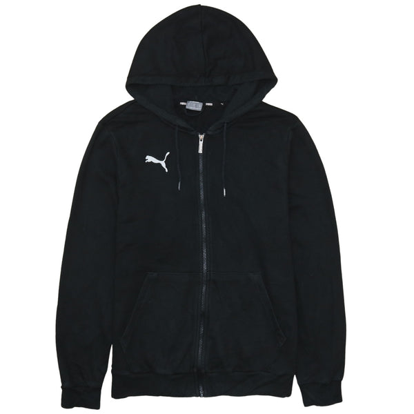 Puma Vintage 90's Black Full Zip Hoodie with Drawstring Pockets - Men's Medium