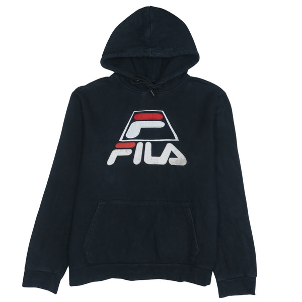 Fila 90's Vintage Black Spellout Pullover Hoodie Men's Large