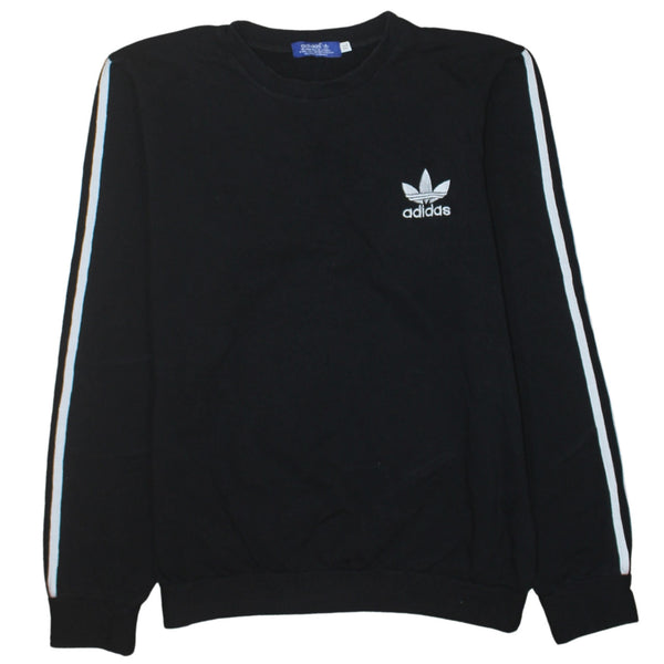 Adidas 90's Striped Sleeve Crew Neck Sweatshirt XLarge Black