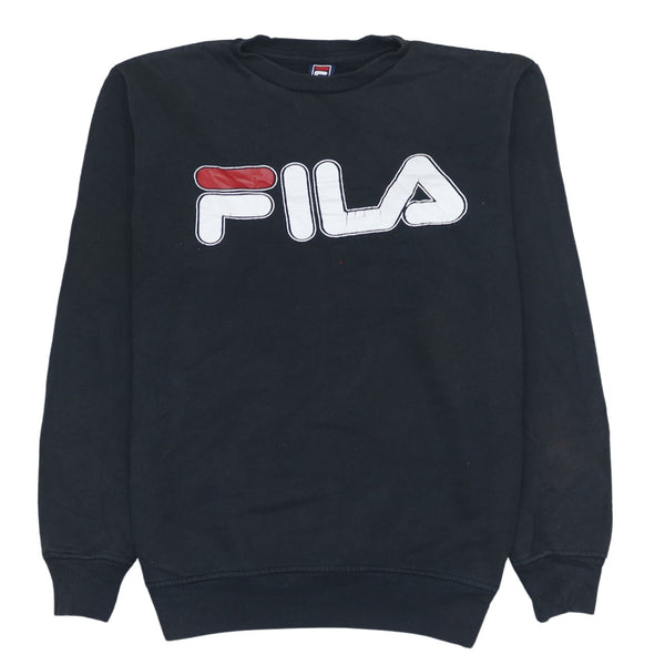 Vintage Fila 90's Black Spellout Crew Neck Sweatshirt Medium Men