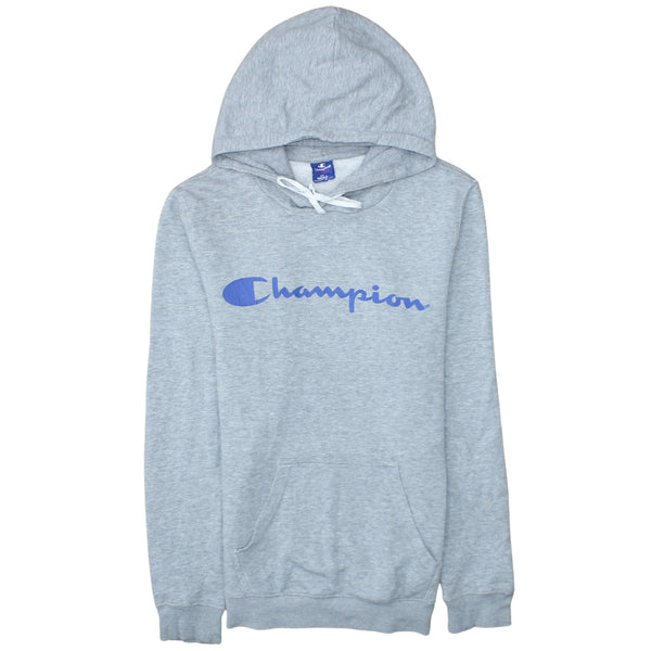 Champion 90's Spellout Pullover Hoodie Small Grey