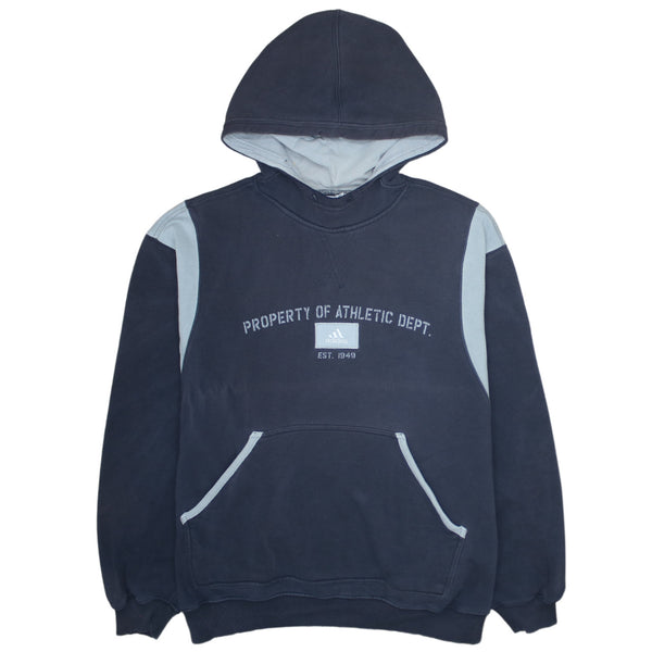 Adidas 90's Drawstring Pockets Pullover Hoodie Large Navy Blue