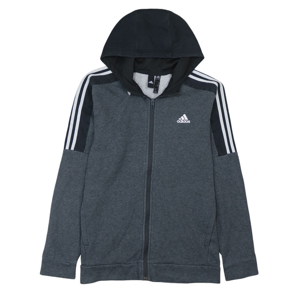 Adidas 90's Black Striped Sleeve Zip Up Hoodie Medium Vintage