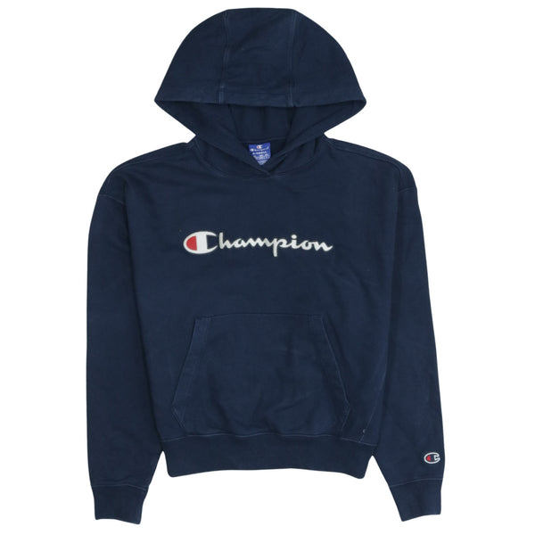 Vintage Champion 90's Navy Spellout Pullover Hoodie Unisex XS EUC