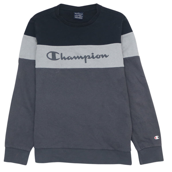 Champion Men's Vintage 90's Black Spellout Sweatshirt XLarge Cotton Crewneck