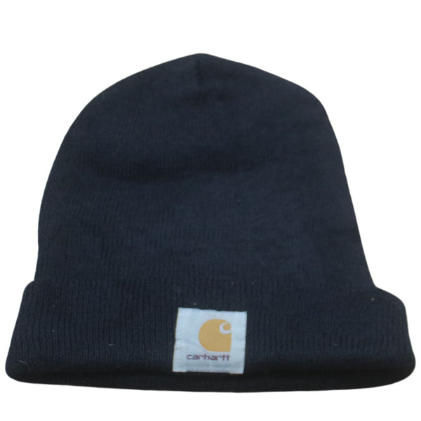 Carhartt 90's Vintage Winter Beanie Cap Navy Blue Ribbed Knit Hat