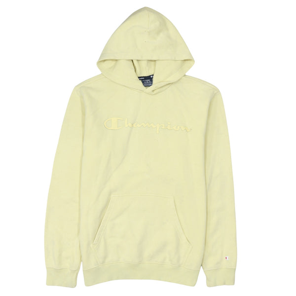 Champion 90's Spellout Pullover Hoodie Large Yellow