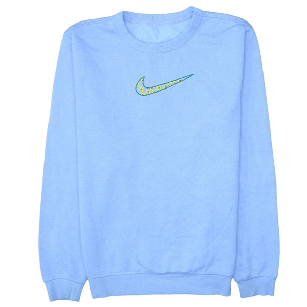 Nike 90's Center Middle Swoosh Crew Neck Sweatshirt Medium Blue