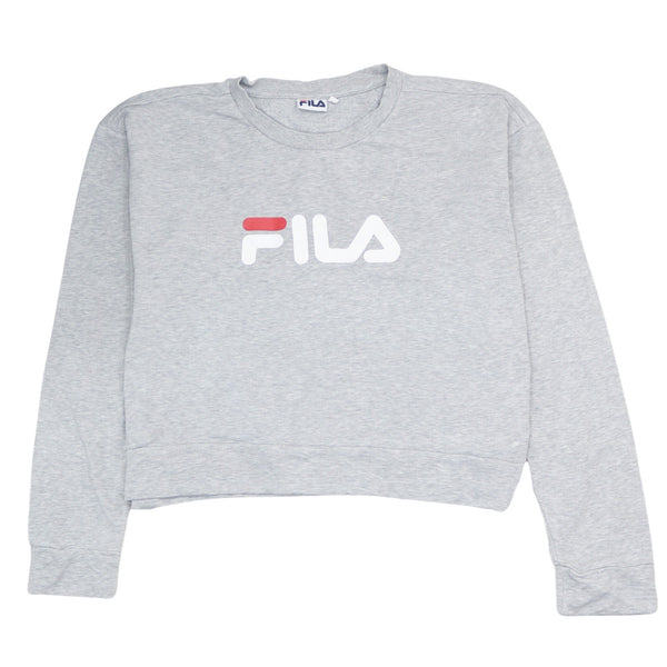 Fila 90's Vintage Grey Crew Neck Spellout Sweatshirt Women's Large