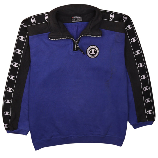 Champion 90's Blue Quarter Zip Sweatshirt Women's XLarge Vintage