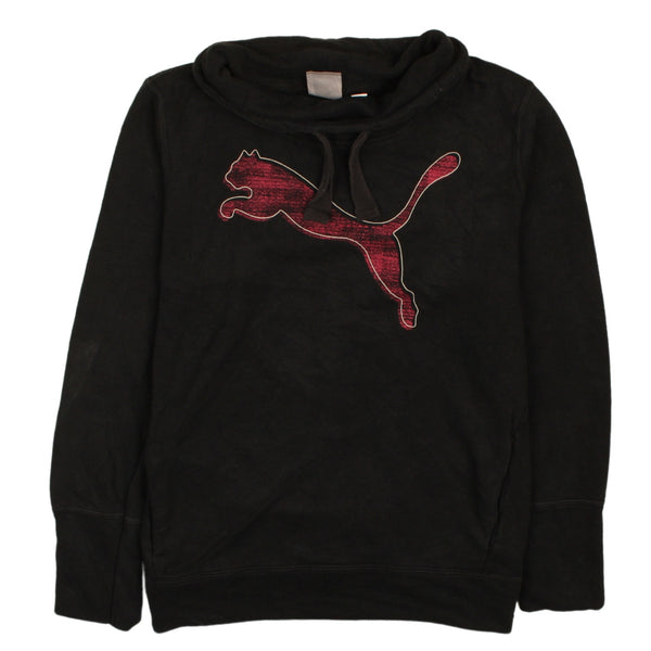 Vintage 90s Puma Spellout Turtle Neck Jumper Medium Black Sweater