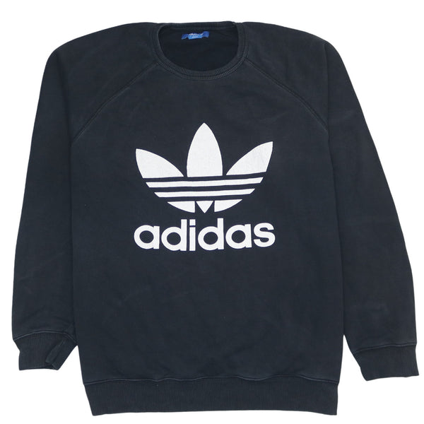 Adidas 90's Vintage Black Large Spellout Crew Neck Sweatshirt