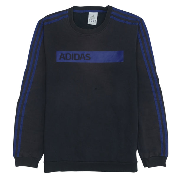 Adidas Vintage 90's Black Spellout Crew Neck Sweatshirt Medium Men