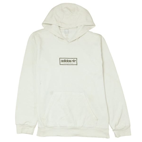 Adidas 90's Beige Cream Pullover Hoodie Small Drawstring Pockets