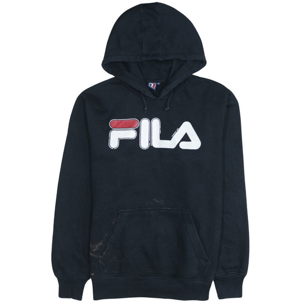 Vintage Fila 90's Black Spellout Pullover Hoodie Men's XLarge Cotton