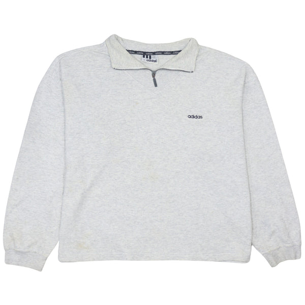 Adidas 90's Vintage Grey Lightweight Quarter Zip Sweatshirt XXLarge