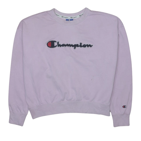 Champion 90's Pink Spellout Crew Neck Sweatshirt Men's Small Vintage