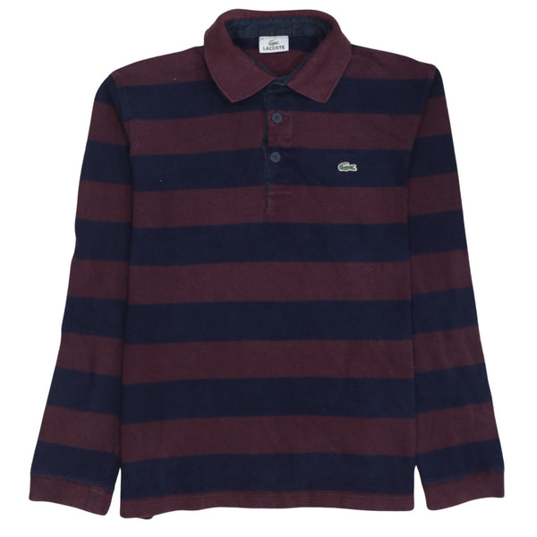 Lacoste 90's Long Sleeve Quarter Button Polo Shirt Medium Navy Blue