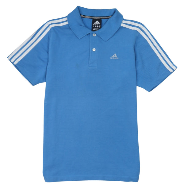 Adidas 90's Short Sleeves Quarter Button Polo Shirt Medium Blue