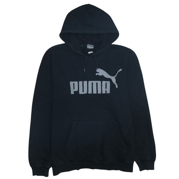 Puma 90's Black Spellout Pullover Hoodie Men's XLarge Vintage