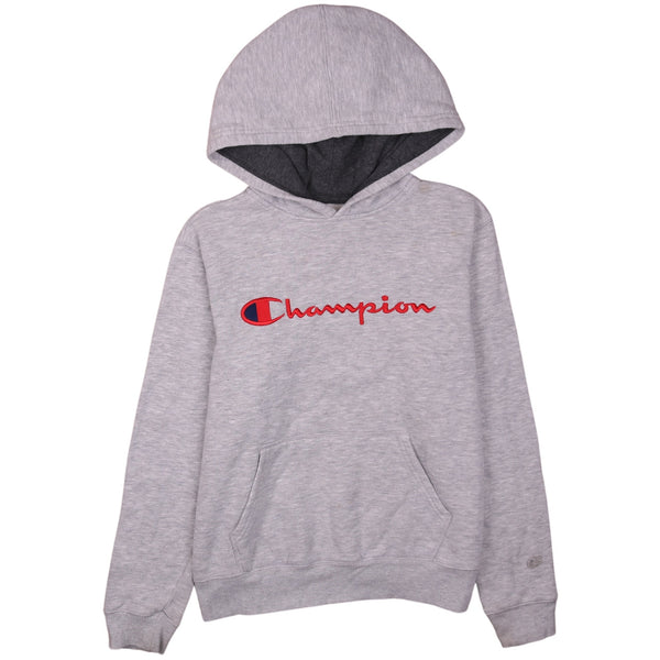 Champion 90's Grey Large Pullover Spellout Hoodie Women Vintage