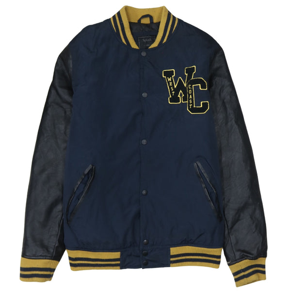 Retro 90's Lightweight Button Up Windbreaker Medium Navy Blue