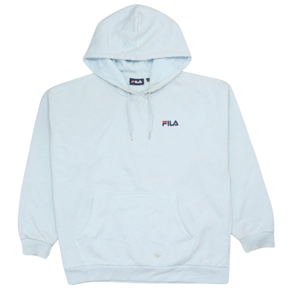 Fila 90's XLarge Blue Pullover Hoodie with Drawstring Pockets