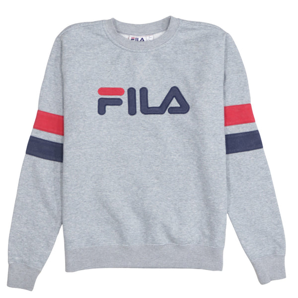 Fila 90's Spellout Crew Neck Sweatshirt Small Grey