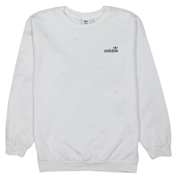 Adidas White Sweatshirt Women’s XLarge Embroidered Trefoil Logo Crewneck Pullover Top