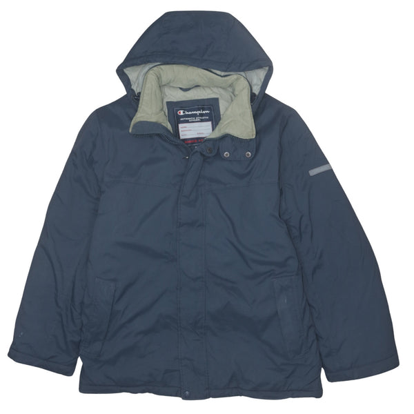 Vintage Champion 90s Hooded Zip Up Windbreaker Men's Medium Navy Blue