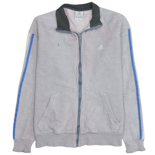 Adidas 90's Striped Sleeve Full Zip Up Sweatshirt Medium  Grey