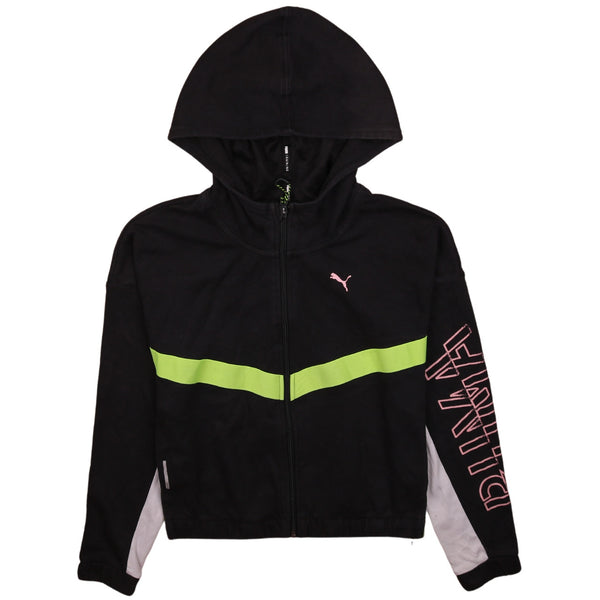 Puma 90's Black Full Zip Up Sportswear Hoodie XS Print Fading Men