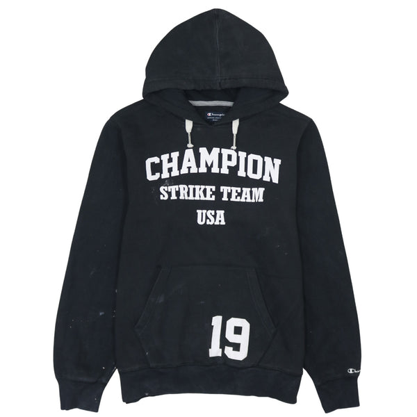 Champion 90's Black Spellout Pullover Hoodie Men's Large