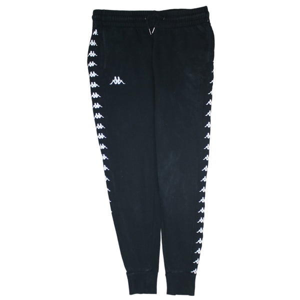Kappa 90's Rib Cuff Casual Joggers / Sweatpants Small Black