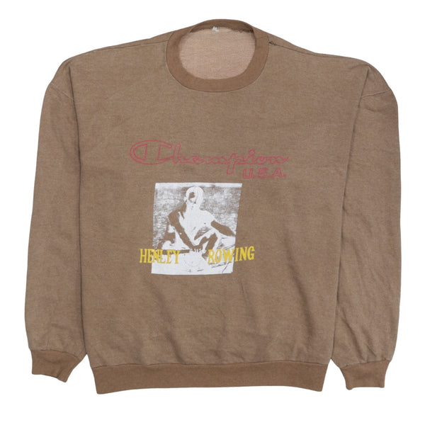 Champion 90's Spellout Crew Neck Sweatshirt Large  Brown