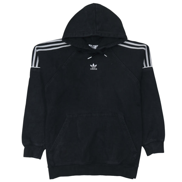 Adidas 90's Drawstring Pockets Pullover Hoodie Large Black