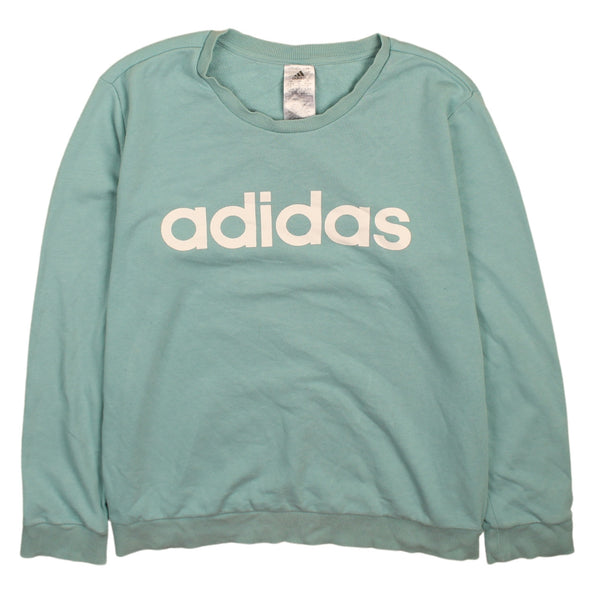 Adidas 90s Vintage Spellout Crew Neck Sweatshirt XLarge Blue