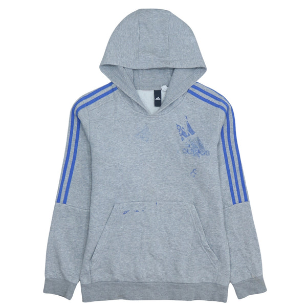 Adidas Grey 90's Striped Sleeve Hoodie Men's Small Pullover Vintage