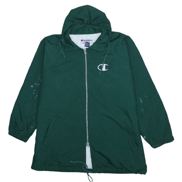 Vintage 90's Champion Green Hooded Full Zip Windbreaker Mens Large