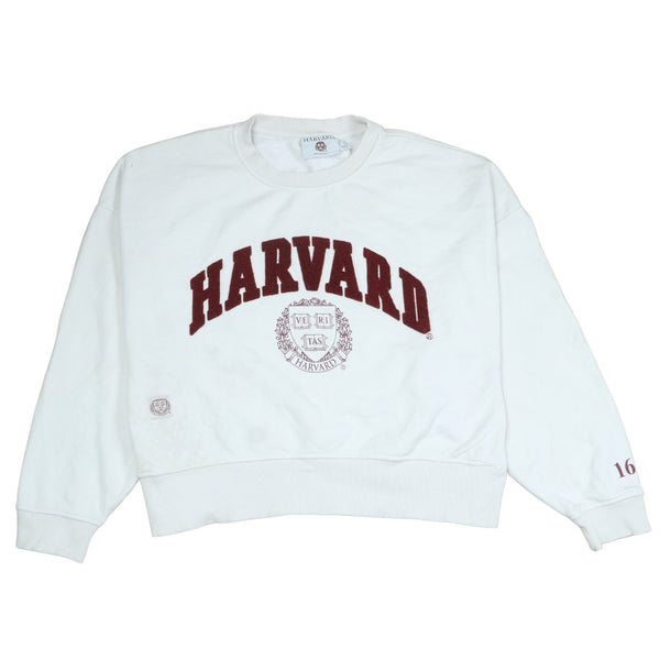 Harvard 90's Spellout Crew Neck Sweatshirt XLarge White