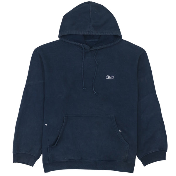 Reebok 90's Drawstring Pockets Pullover Hoodie XXXLarge  Navy Blue
