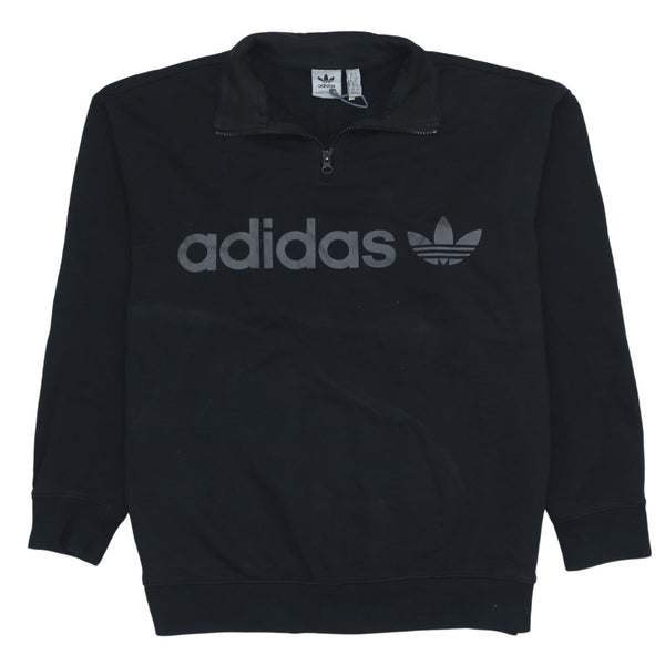 Adidas 90's Black Spellout Quarter Zip Sweatshirt Women's Small