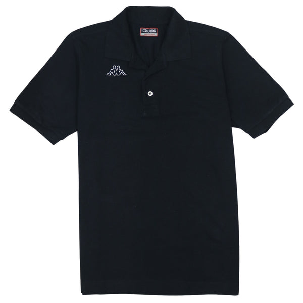 Kappa Vintage 90's Men's Black Quarter Button T-Shirt Medium